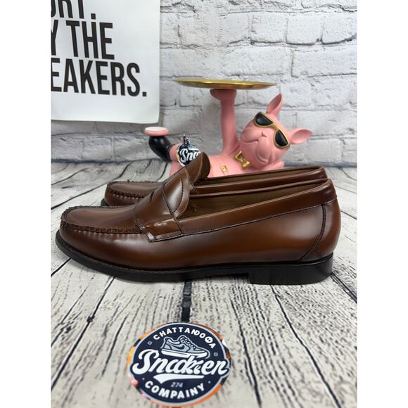 GH Bass Weejuns Penny Loafers Mens 11.5 Leavitt Flat Strap Brown Leather NEW - Picture 7 of 9